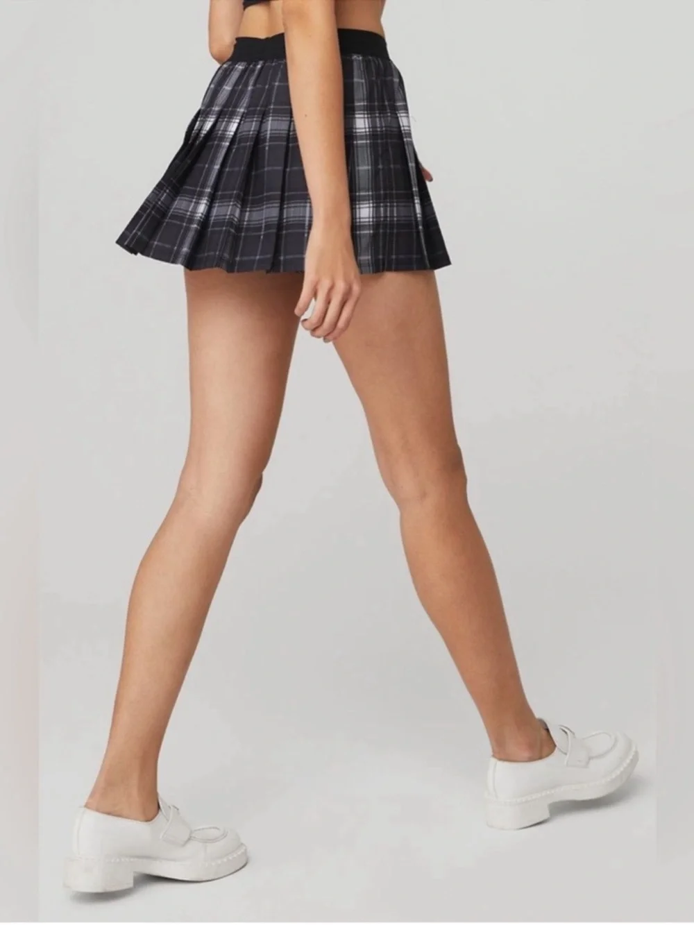 ALO yoga Varsity Legacy Plaid Tennis Skirt Black & White Plaid Athletic Skort